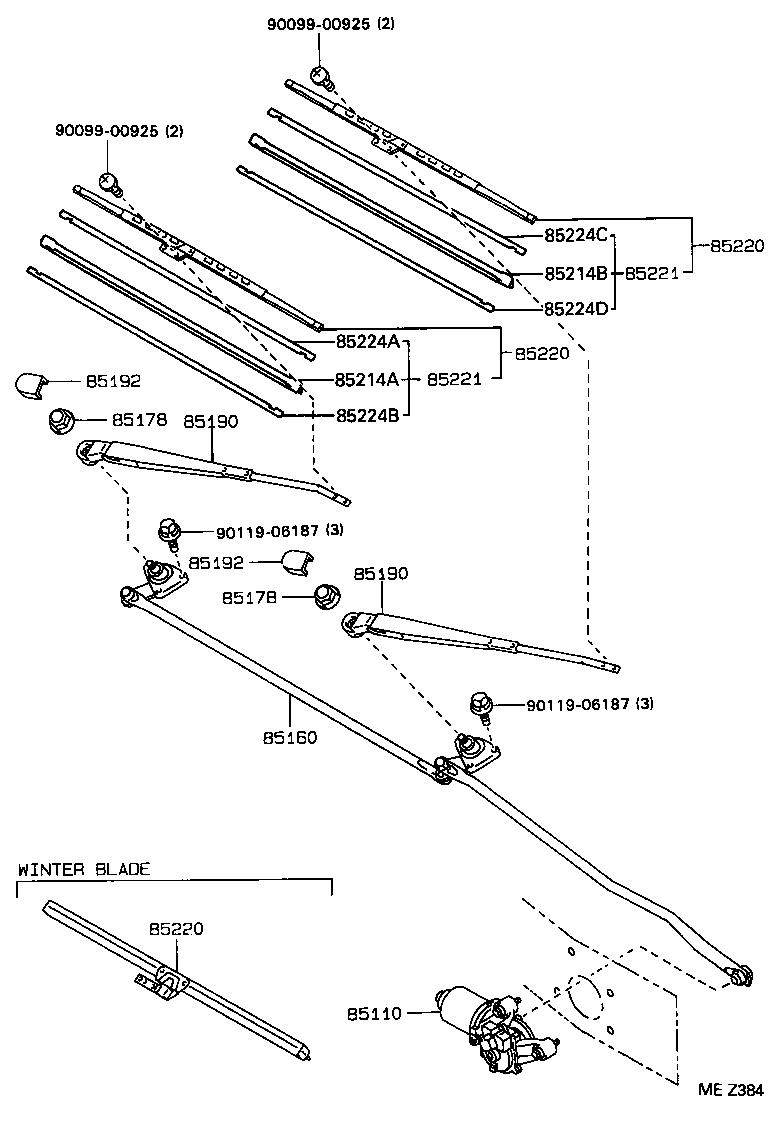 85110-35161 MOTOR ASSY, WINDSHIELD WIPER product image