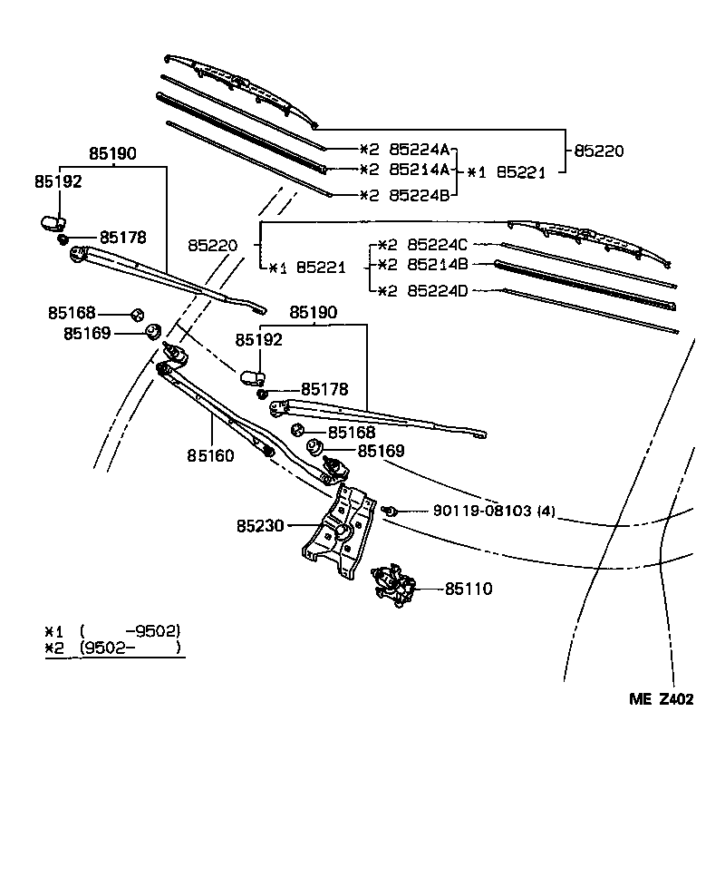 85222-28060 BLADE ASSY, WINDSHIELD WIPER product image