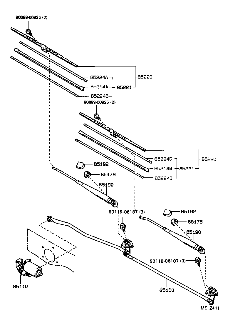 85160-89128 LINK ASSY, WINDSHIELD WIPER product image