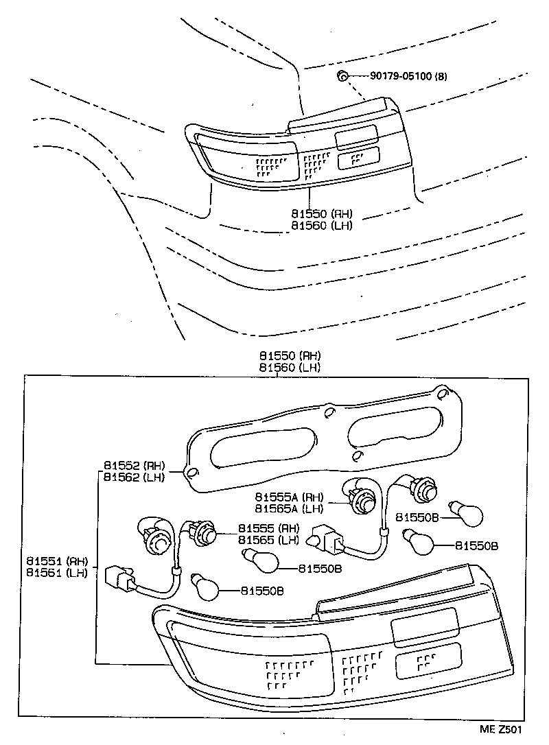 81550-16540 LAMP ASSY, REAR COMBINATION, RH product image
