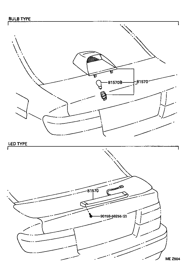 81570-16190 LAMP ASSY, CENTER STOP product image