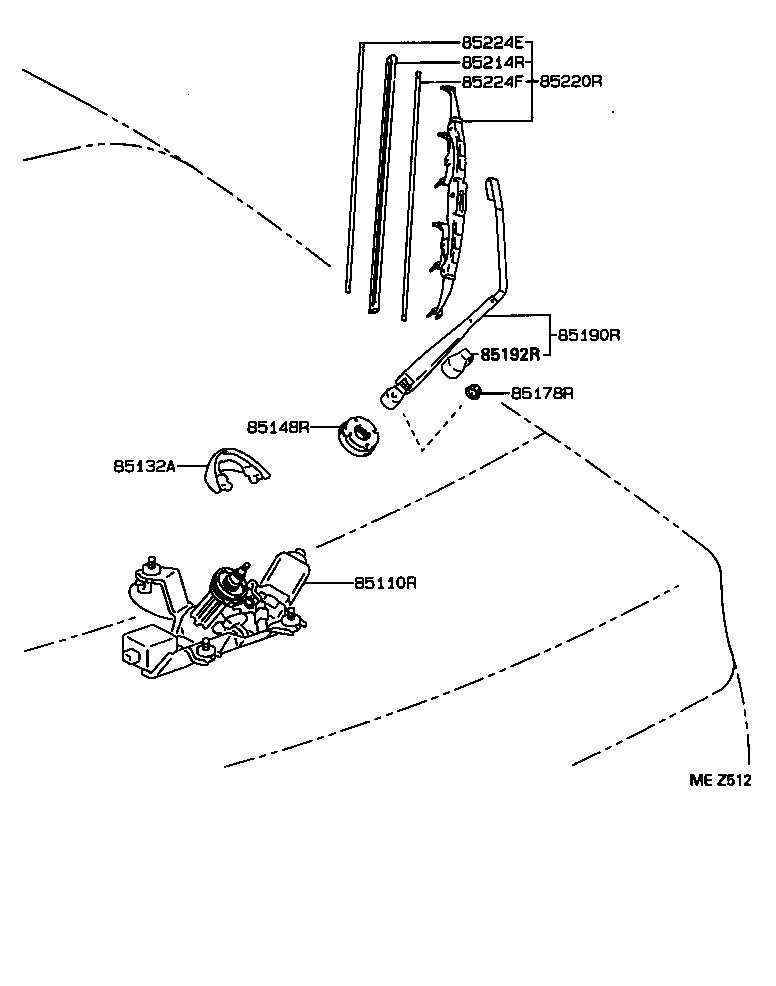 85224-20360 PLATE, REAR WIPER RUBBER BACKING, NO.1 product image