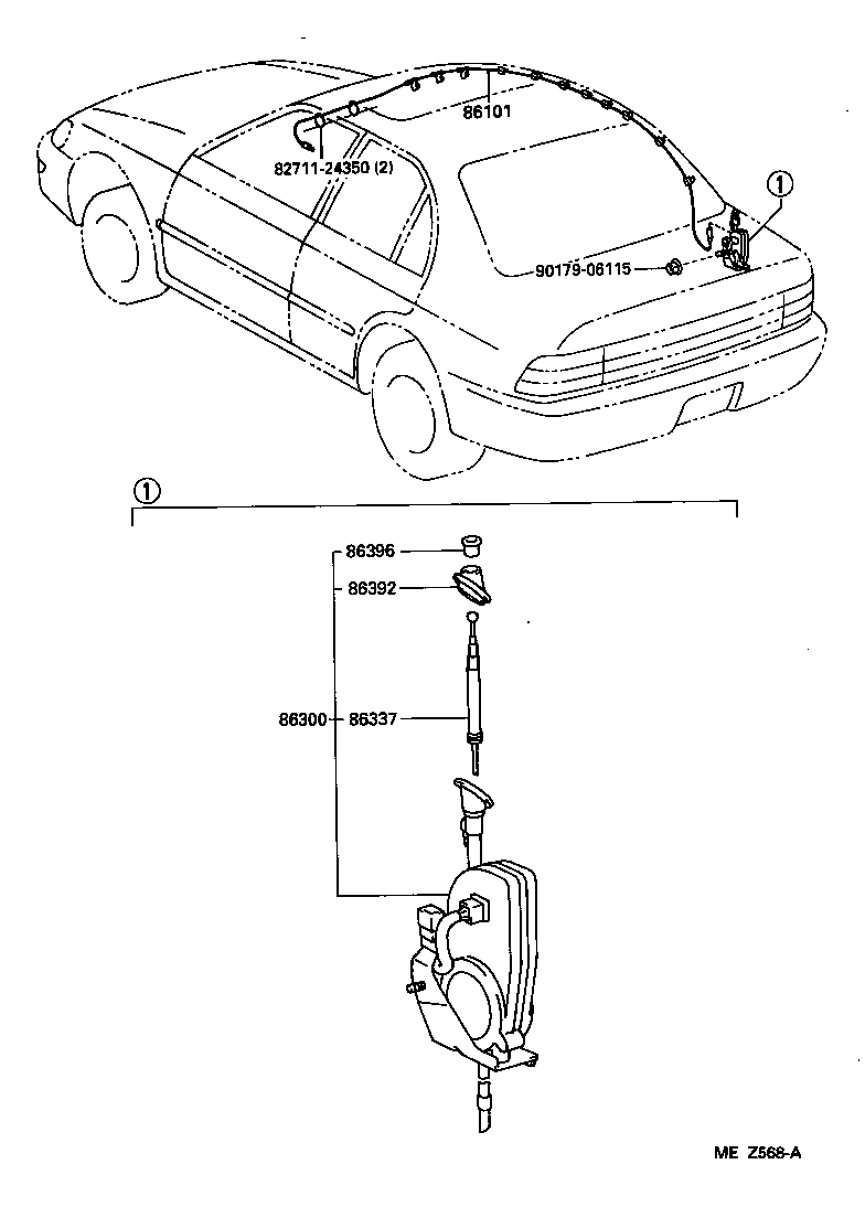Toyota 86300-02030 ANTENNA ASSY, W/HOLDER