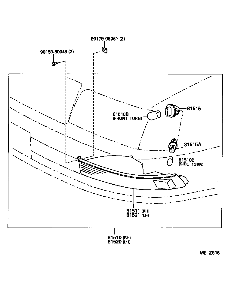 81520-30570 LAMP ASSY, FRONT TURN SIGNAL, LH product image