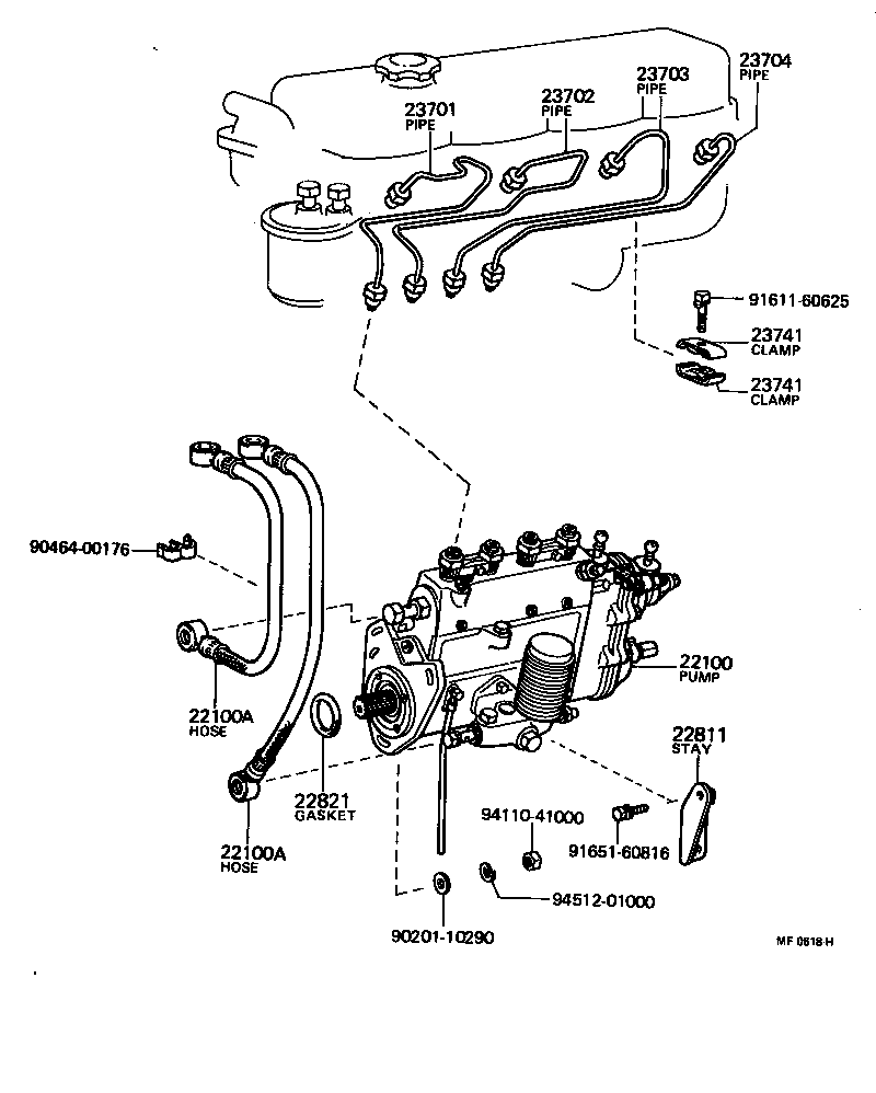 Toyota 23802-56030 HOSE OR PIPE, FUEL(FOR INJECTION PUMP TO FUEL FILTER)