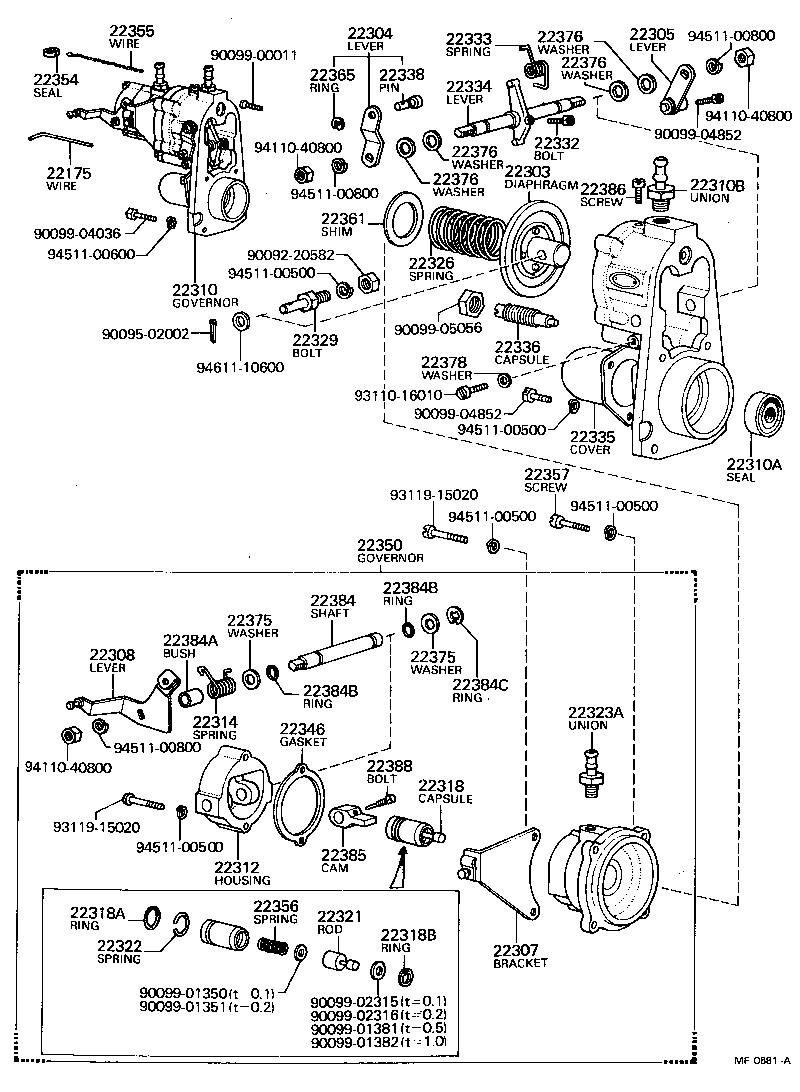 22308-47042 LEVER SUB-ASSY, INJECTION PUMP, NO.3 product image