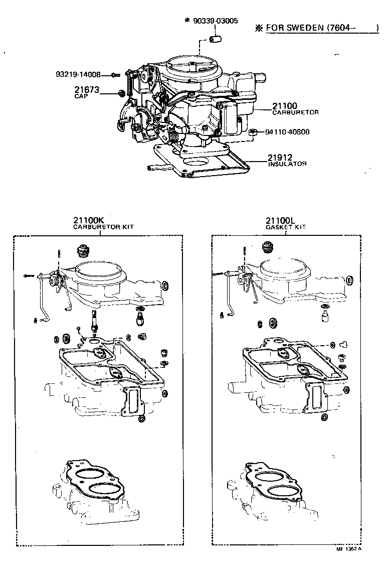 04211-13160 CARBURETOR KIT product image