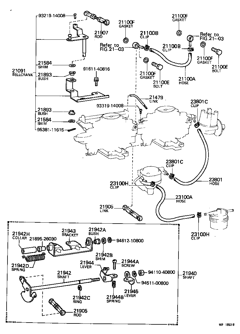 95331-08034 PIPE OR HOSE SUB-ASSY, CARBURETOR FUEL, NO.1 product image
