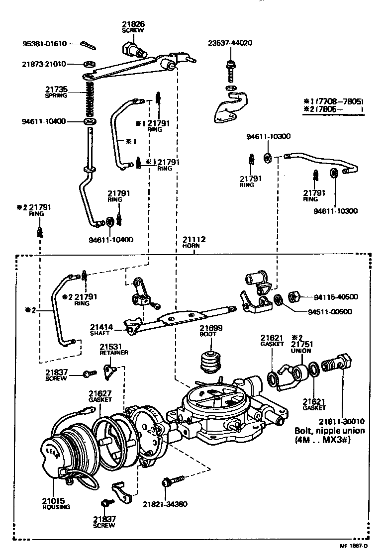 Toyota 21054-45100 SHAFT, CHOKE