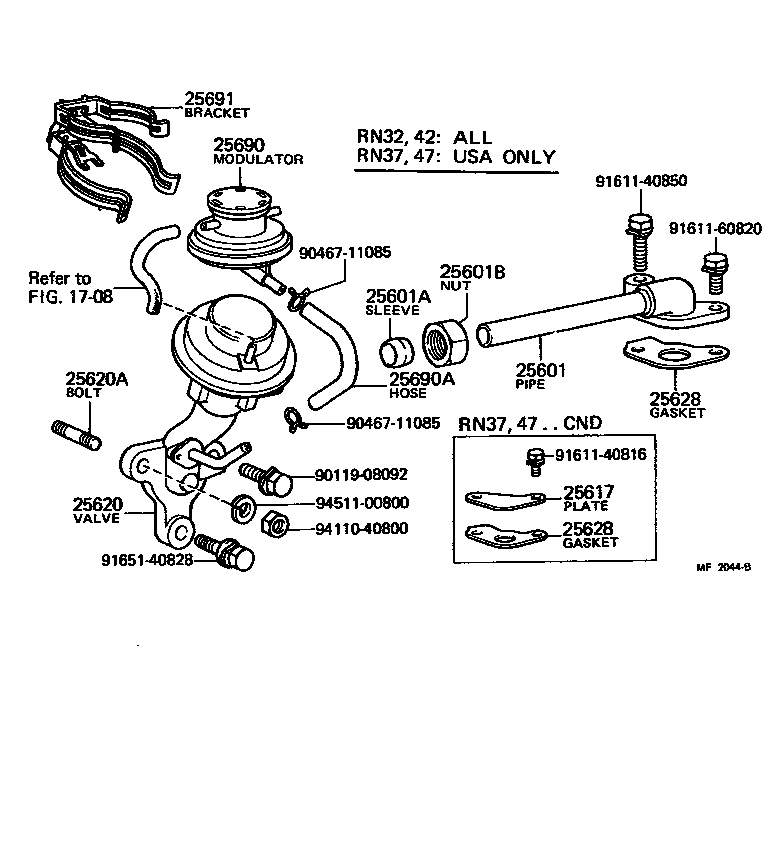 Toyota 25620-35090 VALVE ASSY, EGR