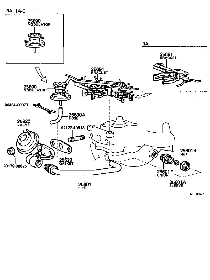Toyota 25601-15010 PIPE SUB-ASSY, EGR, NO.1