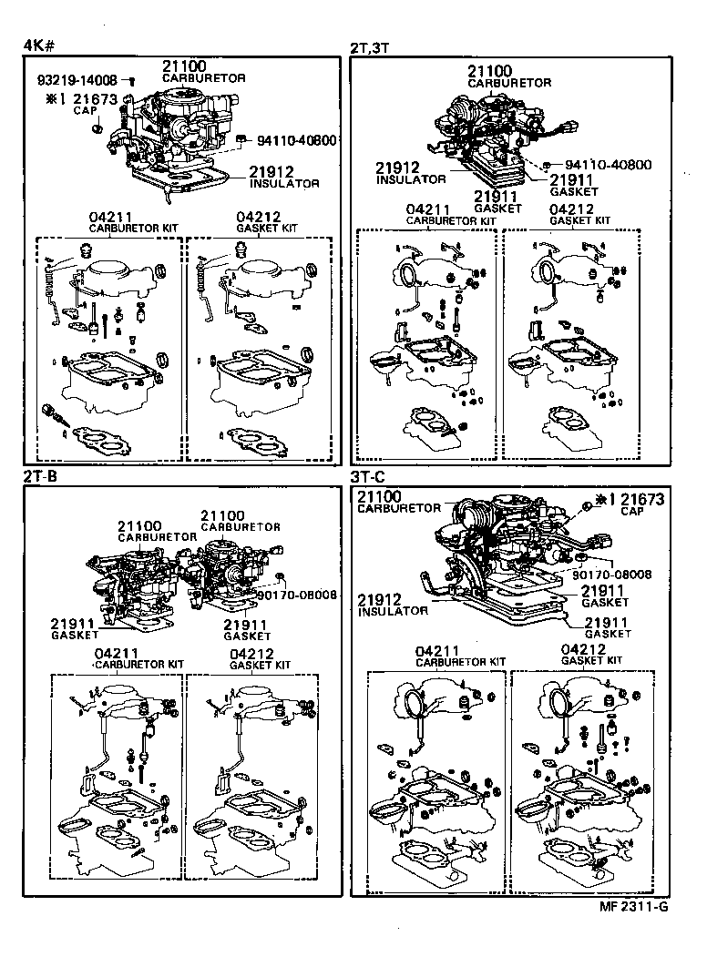 04212-26070 GASKET KIT, CARBURETOR product image