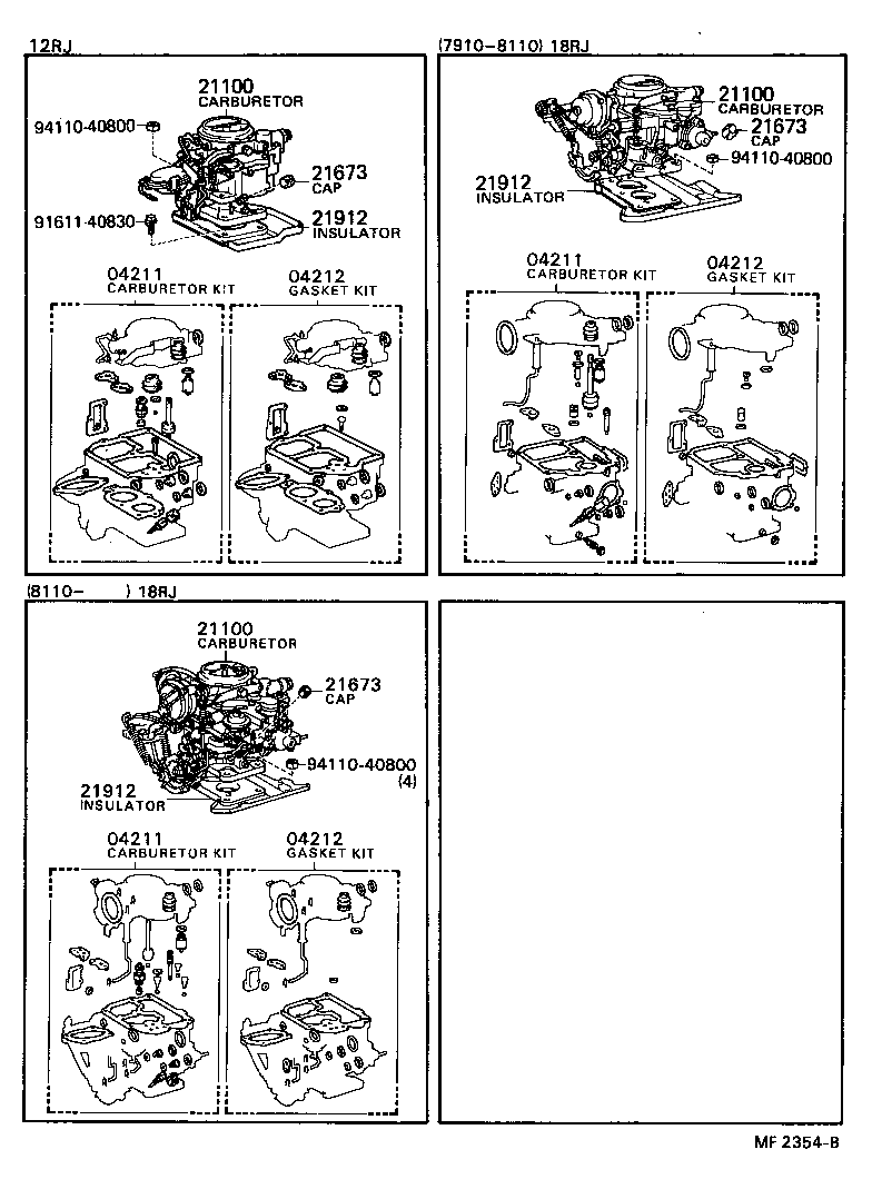 04211-34290 CARBURETOR KIT product image
