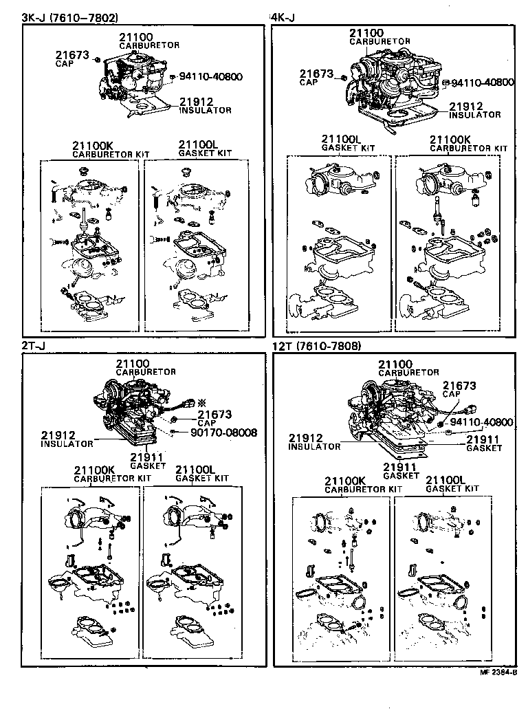 04211-31340 CARBURETOR KIT product image