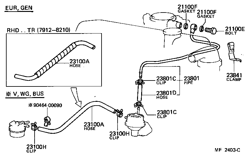 23801-13040 PIPE OR HOSE SUB-ASSY, CARBURETOR FUEL, NO.1 product image