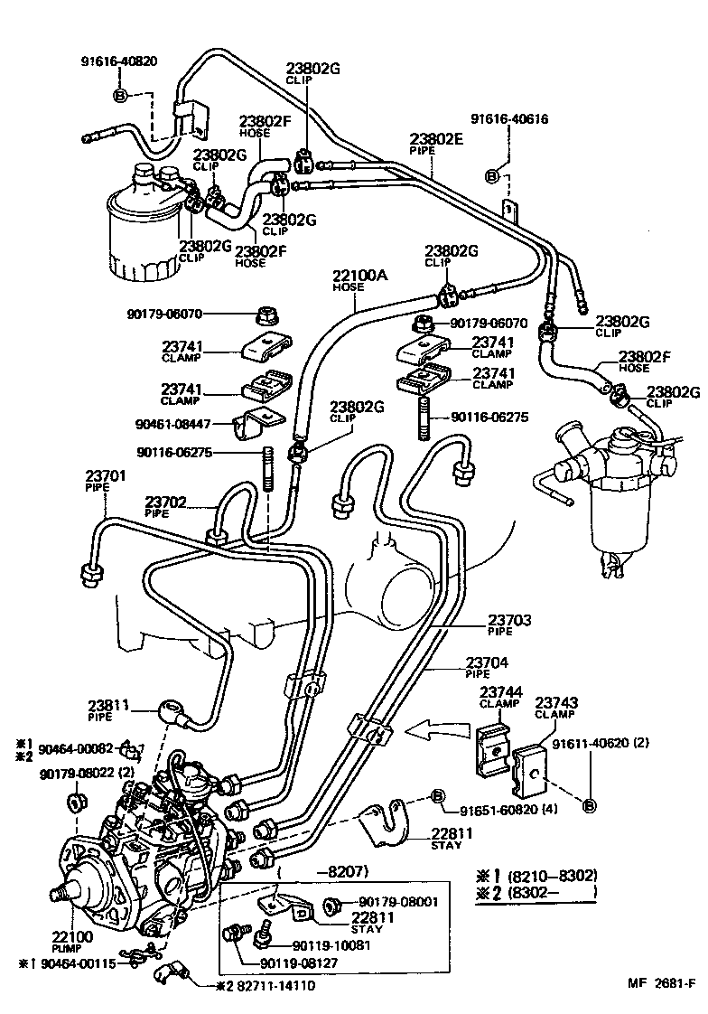 Toyota 95332-08032 HOSE OR PIPE, FUEL(FOR INJECTION PUMP TO FUEL FILTER)
