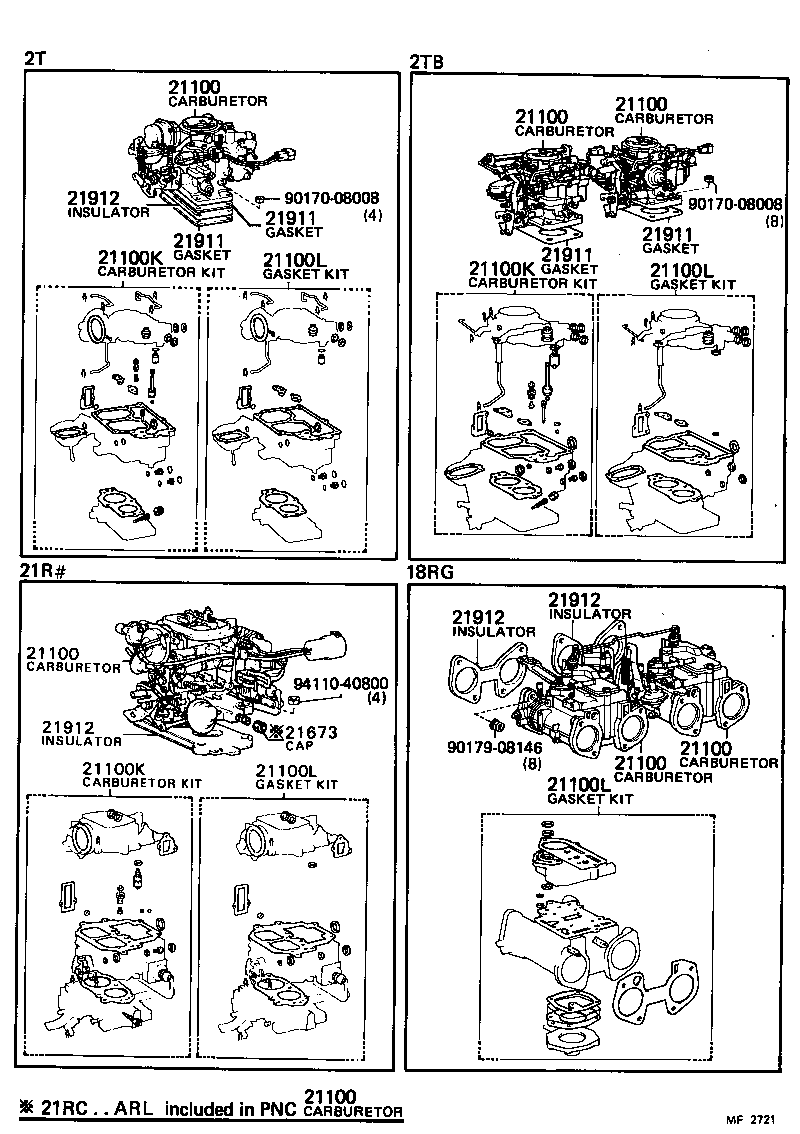21100-37121 CARBURETOR ASSY product image