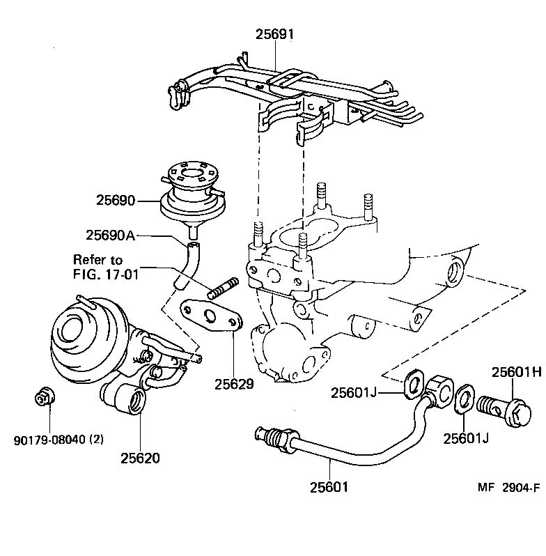 Toyota 25601-15020 PIPE SUB-ASSY, EGR, NO.1