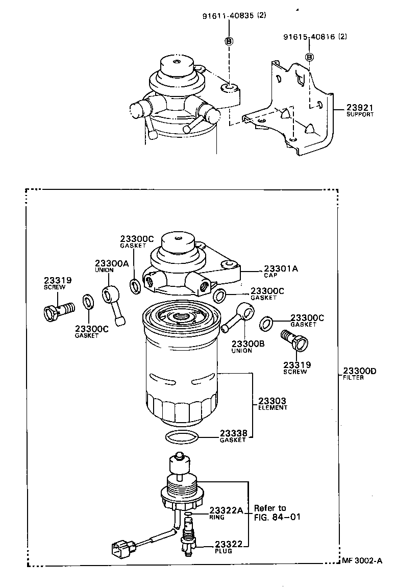 23301-64070 CAP ASSY, FUEL FILTER product image
