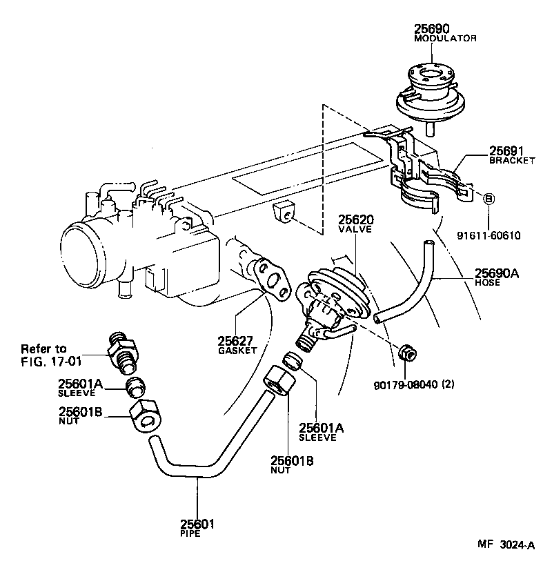 Toyota 25611-74010 PIPE SUB-ASSY, EGR, NO.1