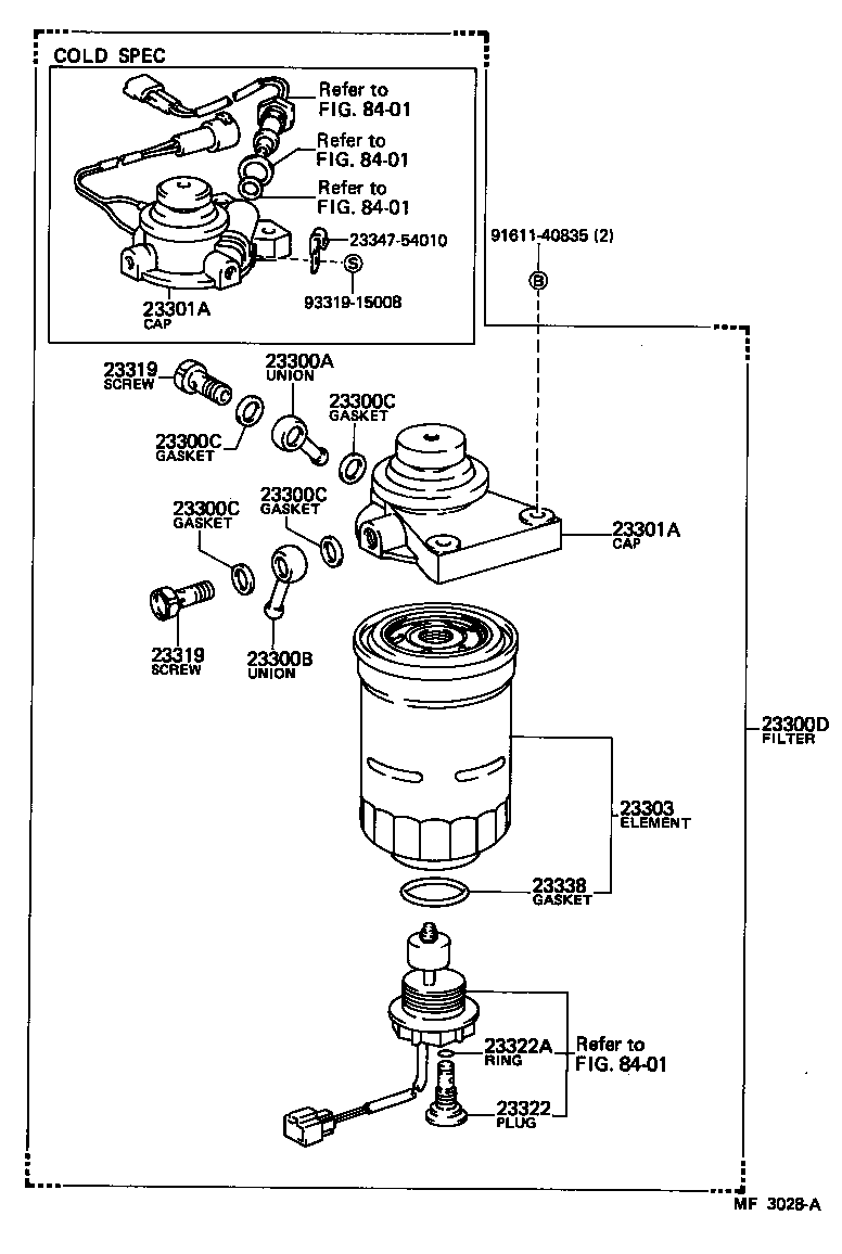 23300-54130 FILTER ASSY, FUEL(FOR DIESEL) product image