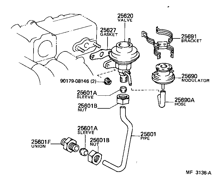 Toyota 25620-73010 VALVE ASSY, EGR