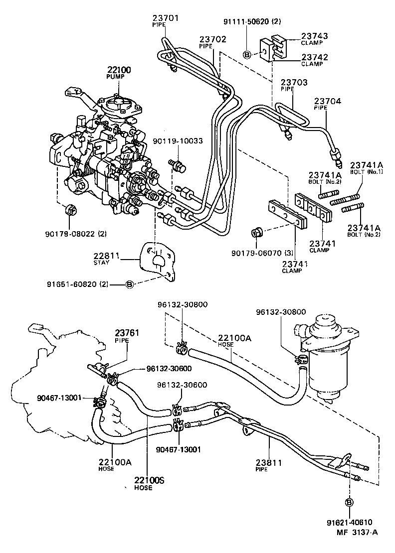 Toyota 23741-54010 CLAMP, INJECTION PIPE, NO.2
