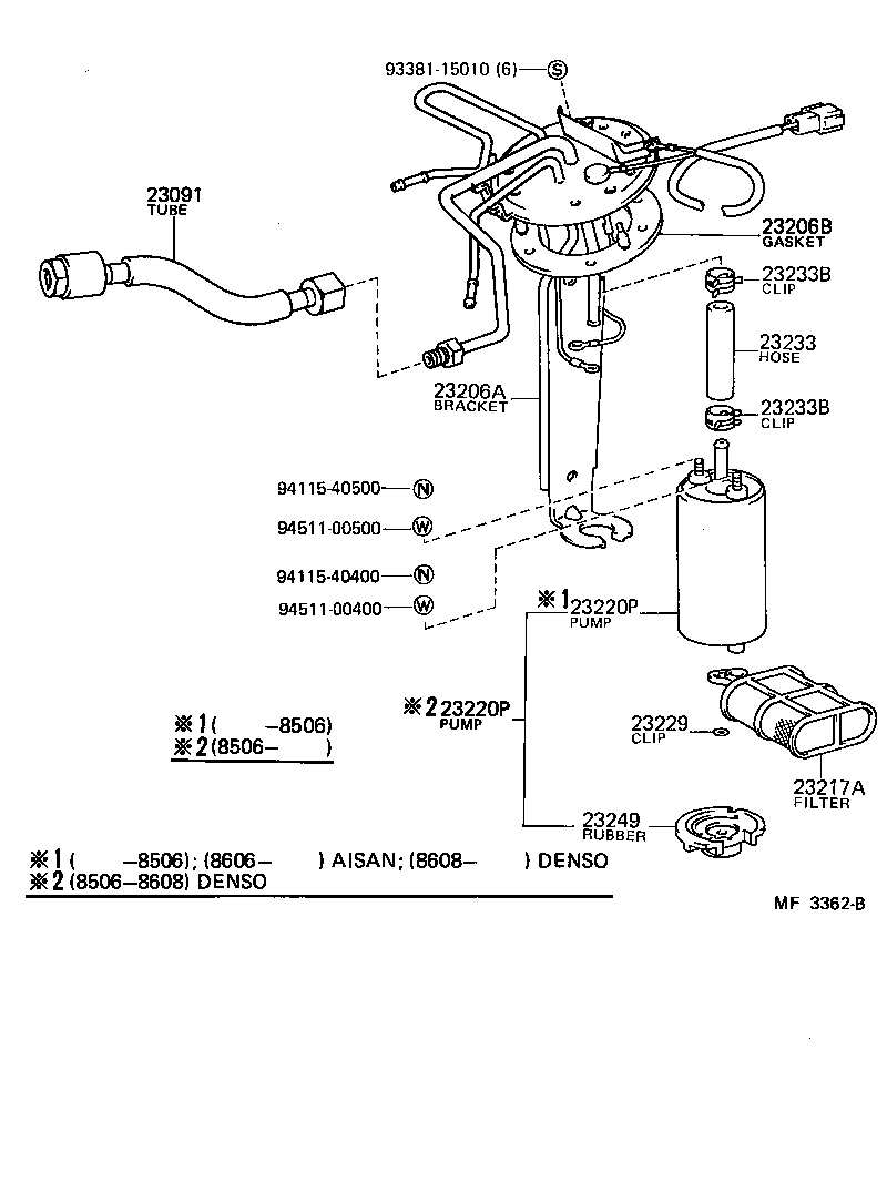 Toyota 23217-16042 FILTER, FUEL PUMP