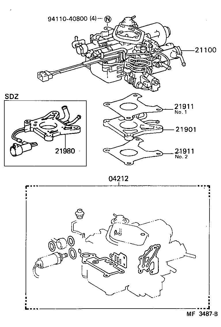 04212-11020 GASKET KIT, CARBURETOR product image