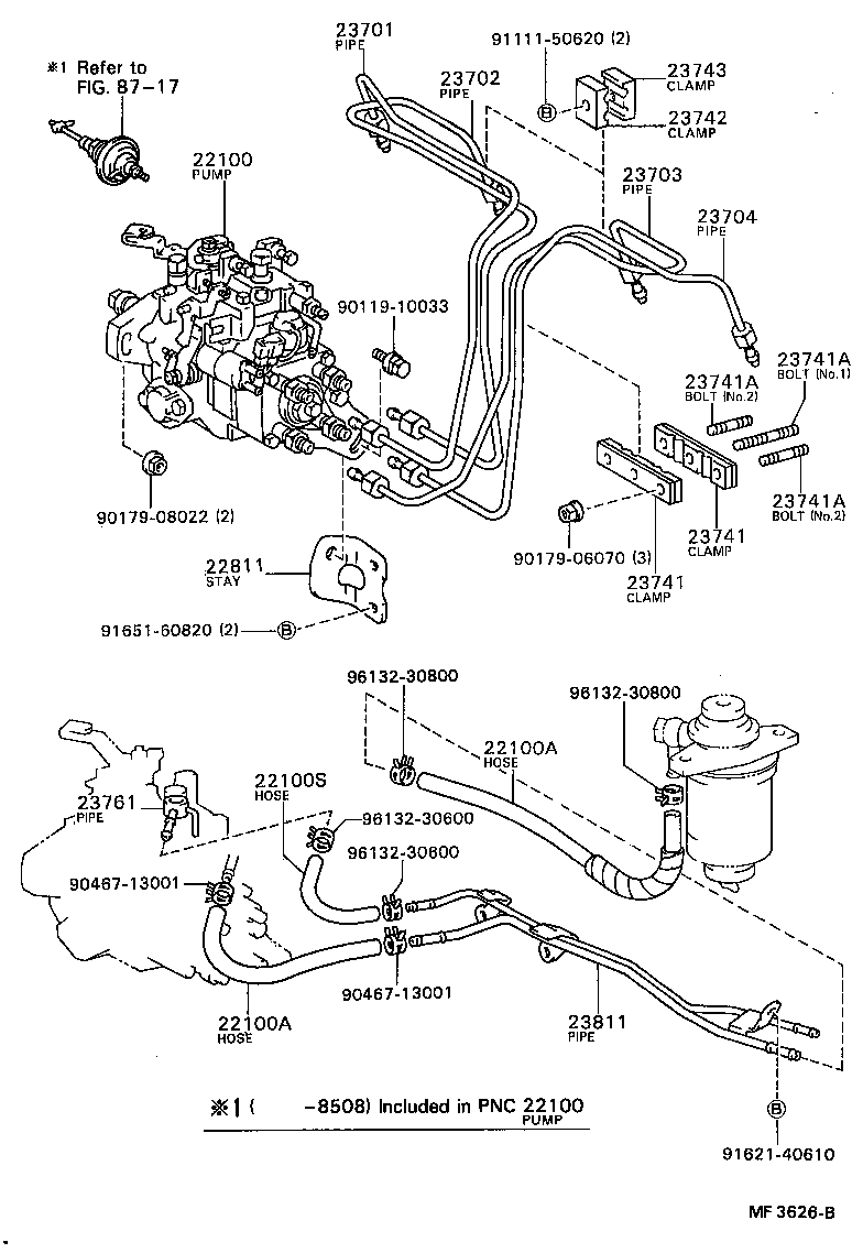 23271-64081 HOSE OR PIPE, FUEL(FOR INJECTION PUMP TO FUEL FILTER) product image