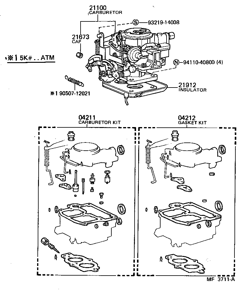 21100-13530 CARBURETOR ASSY product image