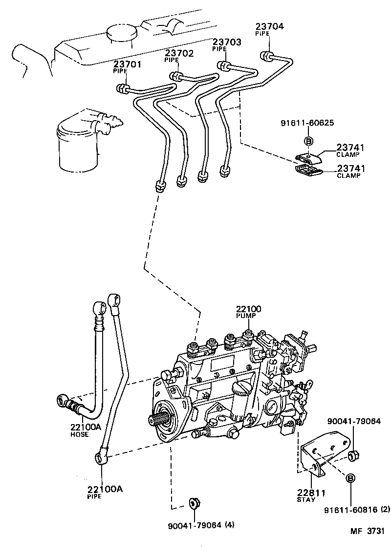 90447-14028 HOSE OR PIPE, FUEL(FOR INJECTION PUMP TO FUEL FILTER) product image