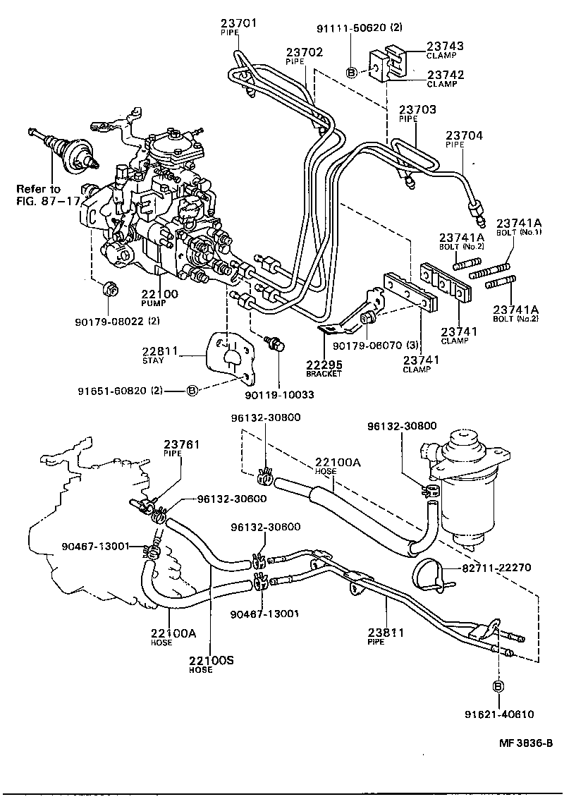 23273-64040 HOSE OR PIPE, FUEL(FOR INJECTION PUMP TO FUEL FILTER) product image