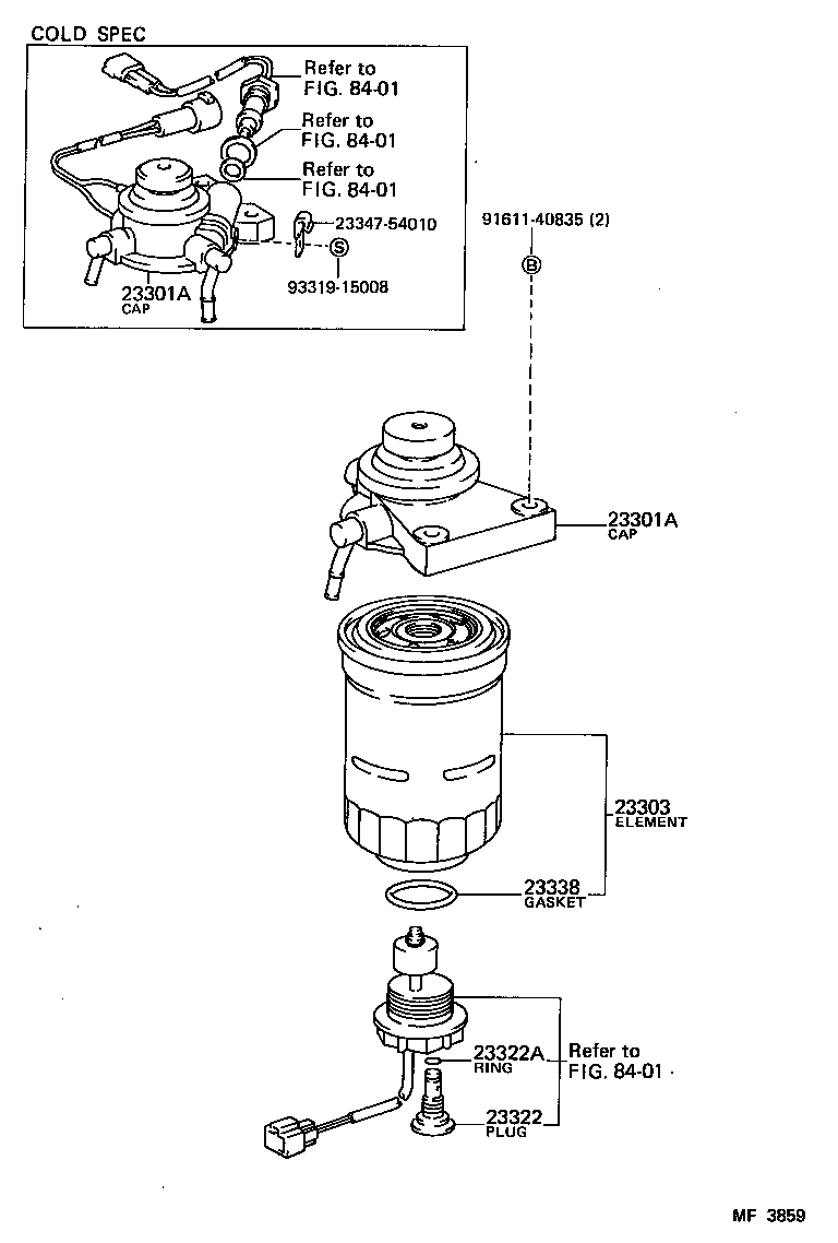 23300-54130 FILTER ASSY, FUEL(FOR DIESEL) product image