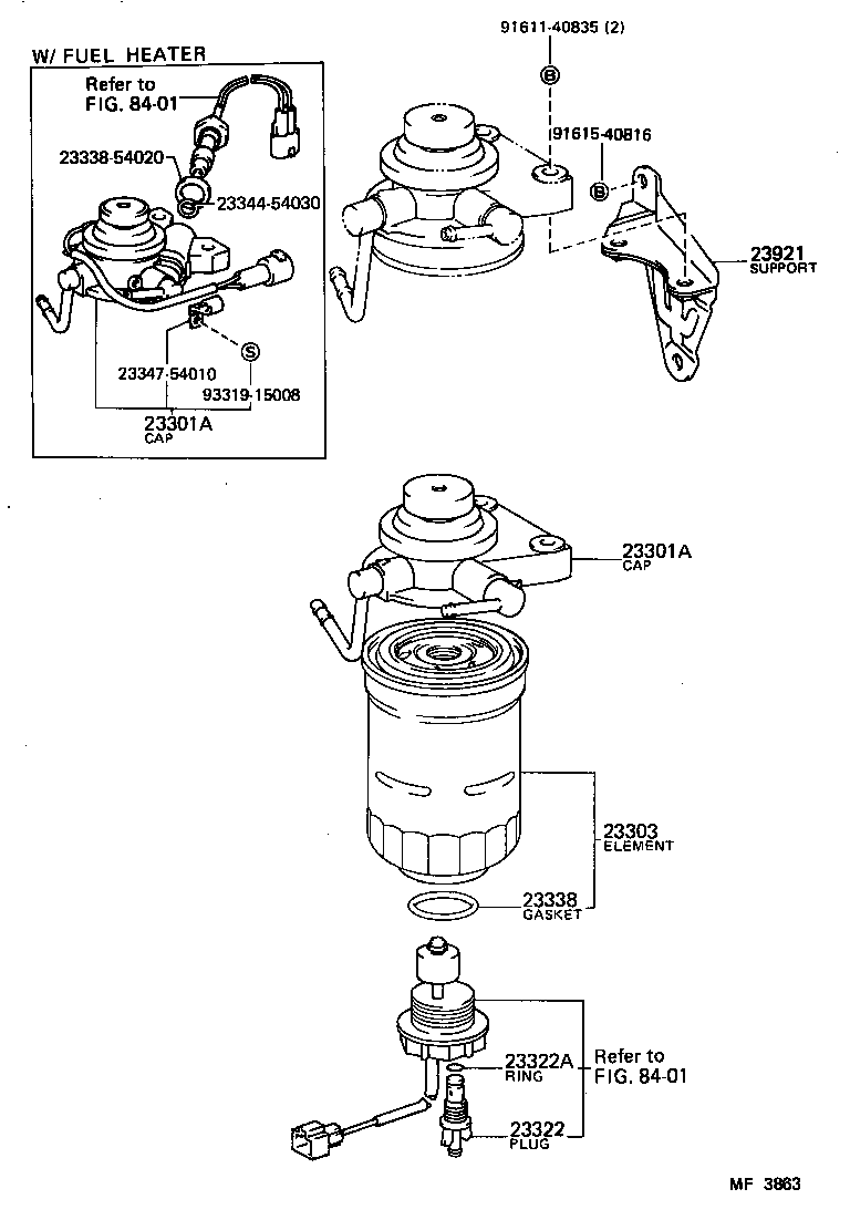 23301-54360 CAP ASSY, FUEL FILTER product image