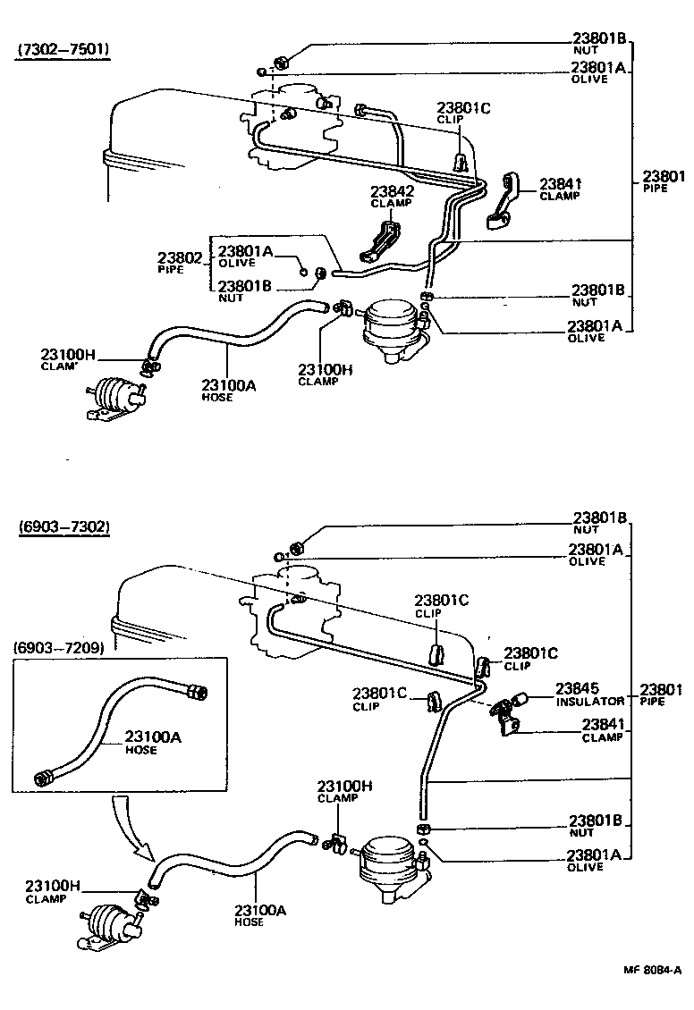 Toyota 23801-60152 PIPE OR HOSE SUB-ASSY, CARBURETOR FUEL, NO.1