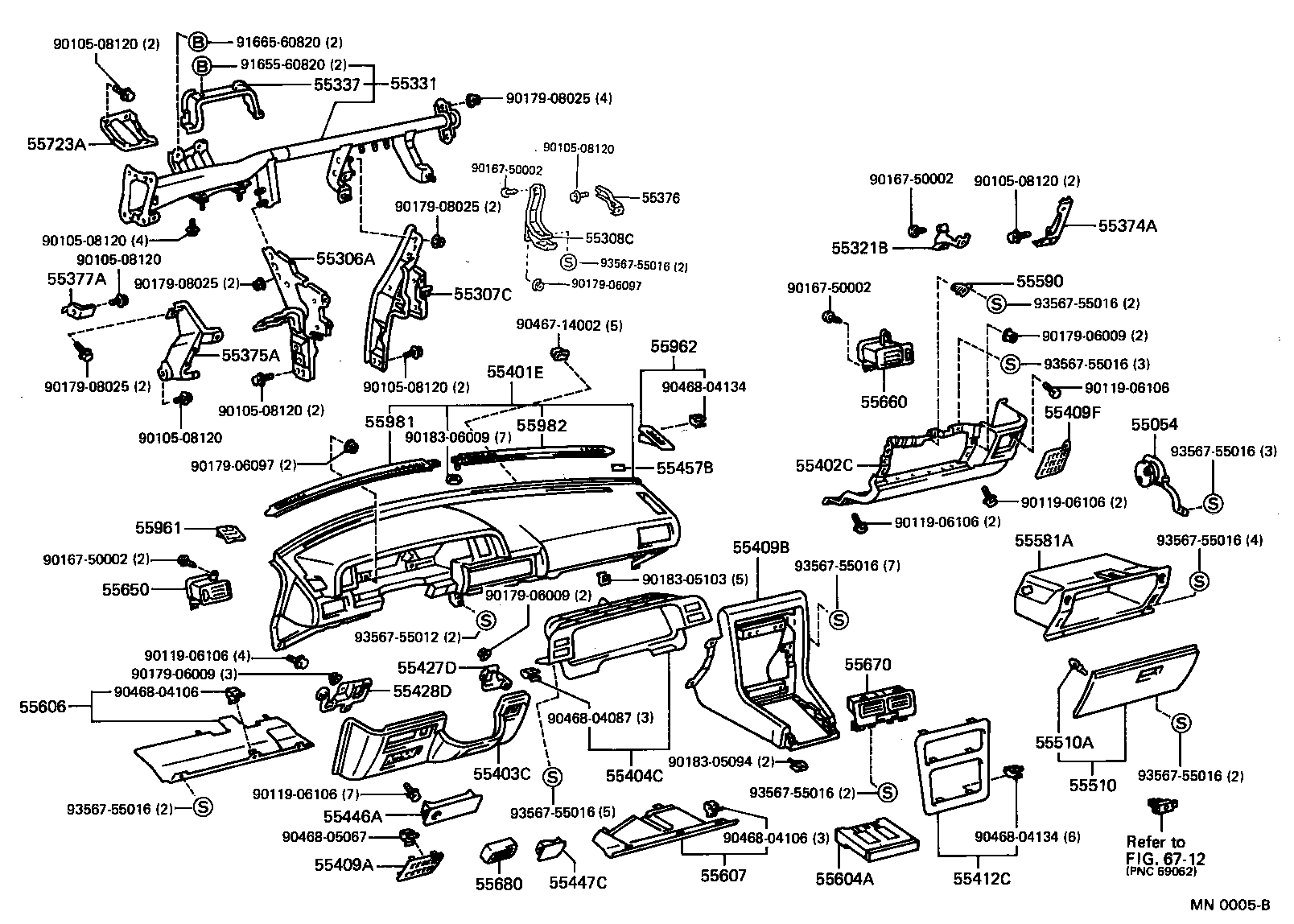 Toyota 55981-32050-04 GARNISH, DEFROSTER NOZZLE, NO.1
