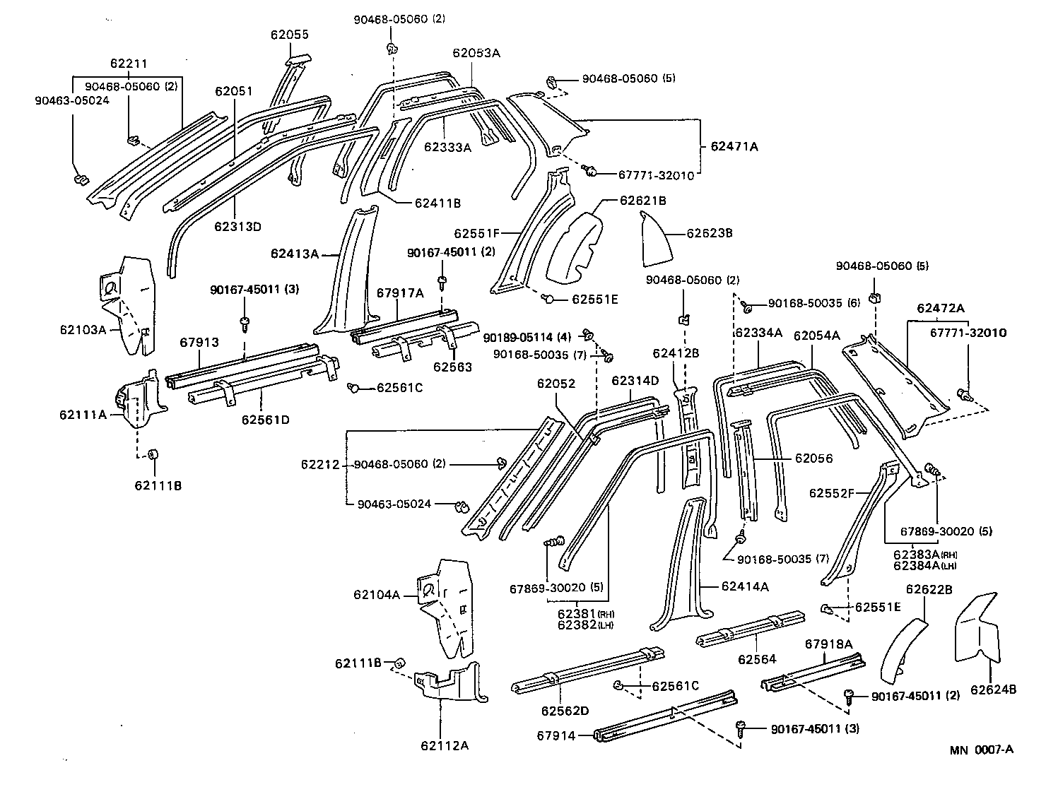 Toyota 62210-32080-02 GARNISH, FRONT PILLAR, RH