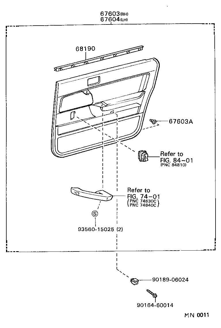 67871-32080 WEATHERSTRIP, REAR DOOR, RH product image