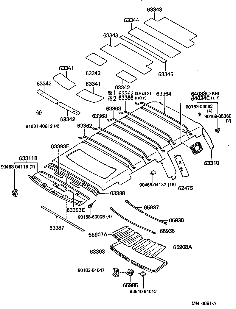 62475-91704 PAD, ROOF SIDE INNER GARNISH product image