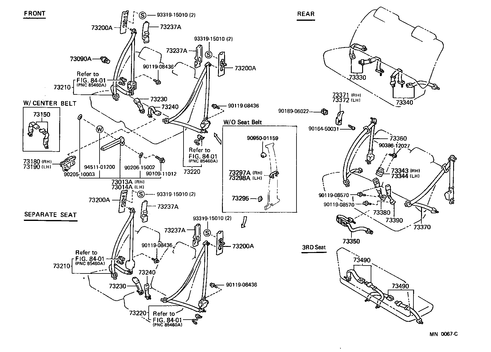 73011-30040 BRACKET ASSY, SEAT BELT INNER ANCHOR, RH product image