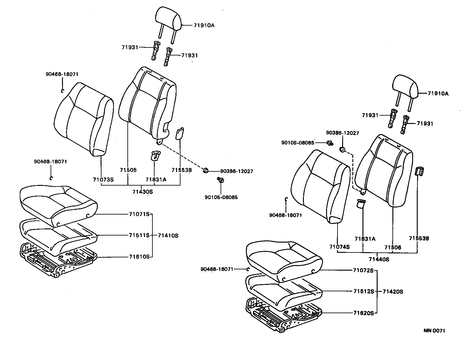 71511-20600 PAD, FRONT SEAT CUSHION, RH(FOR SEPARATE TYPE) product image