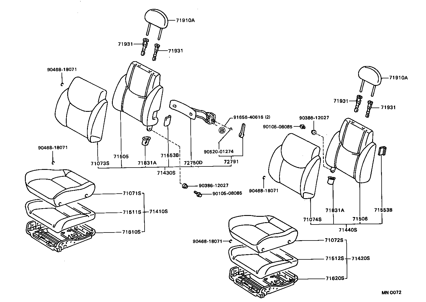 71511-20600 PAD, FRONT SEAT CUSHION, RH(FOR SEPARATE TYPE) product image