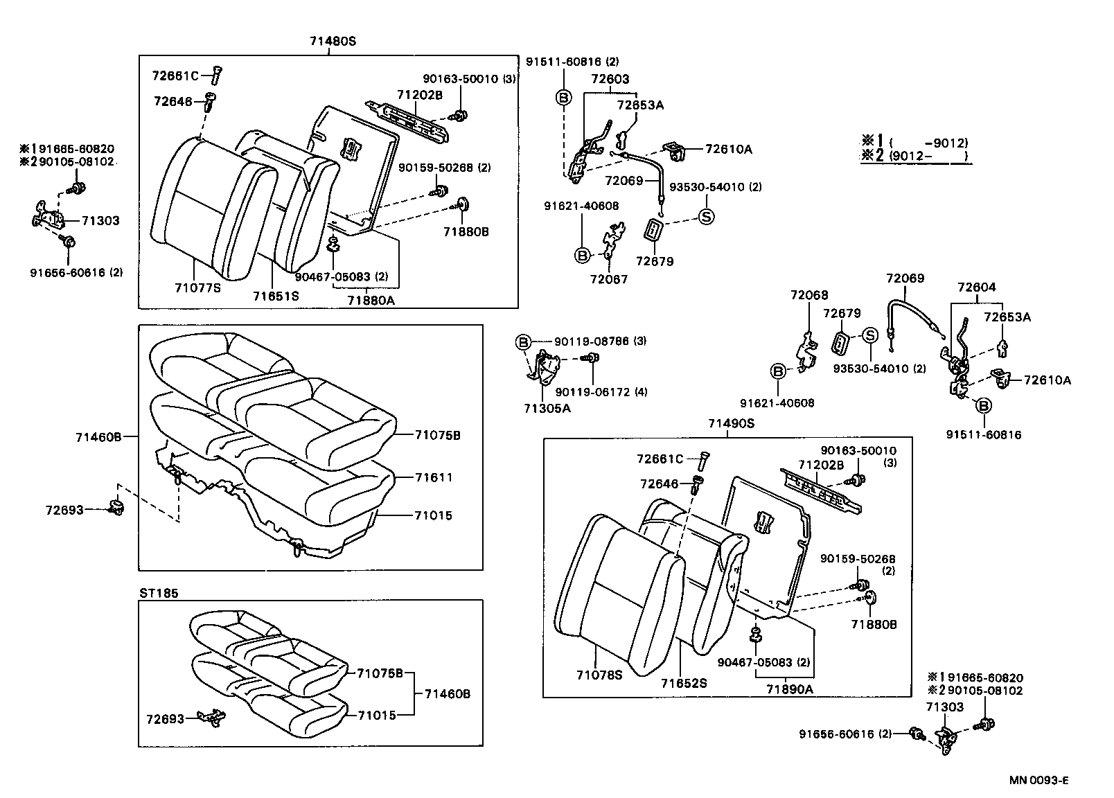 Toyota 71305-20120 HINGE SUB-ASSY, REAR SEAT BACK, CENTER