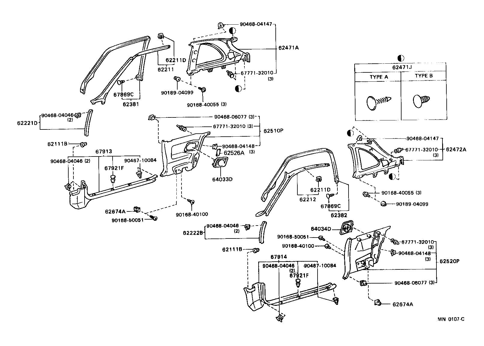 Toyota 62210-20030-16 GARNISH, FRONT PILLAR, RH