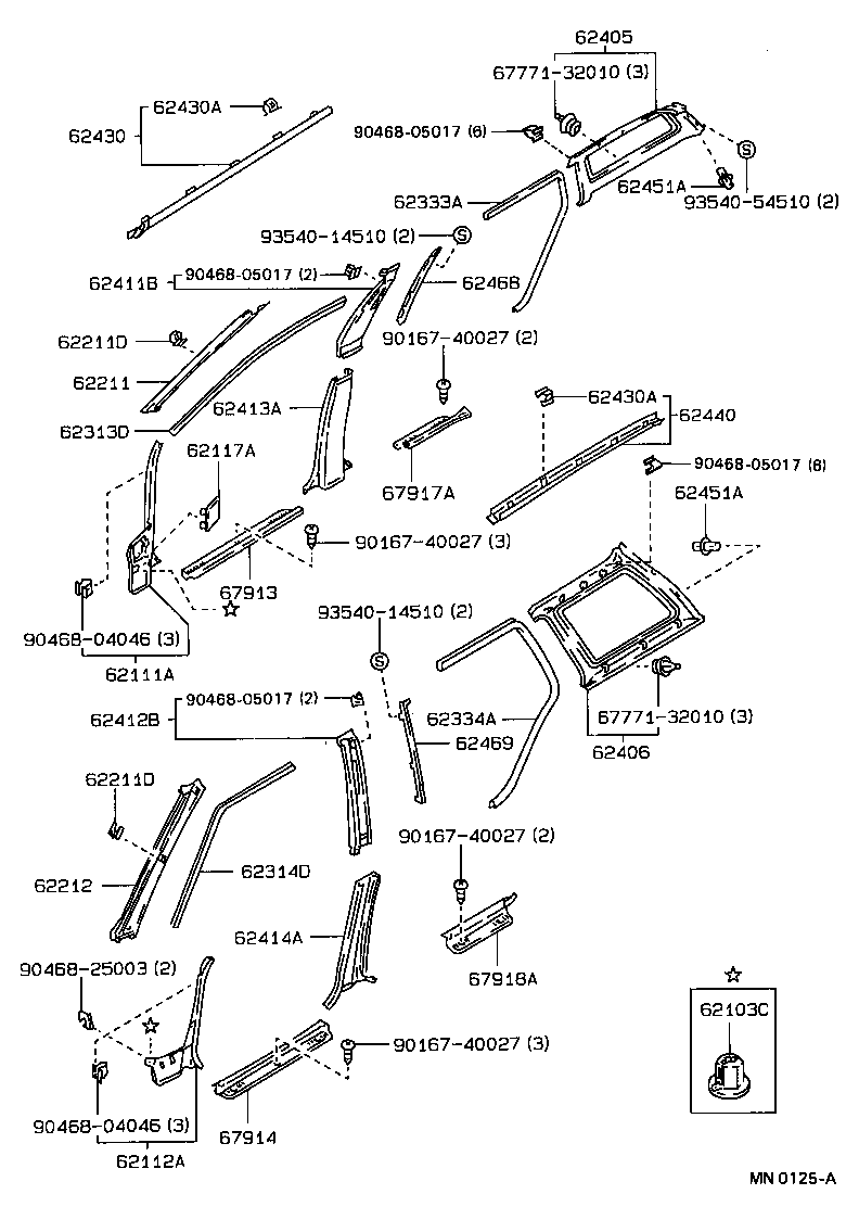 62472-12610-04 GARNISH, ROOF SIDE, INNER LH product image