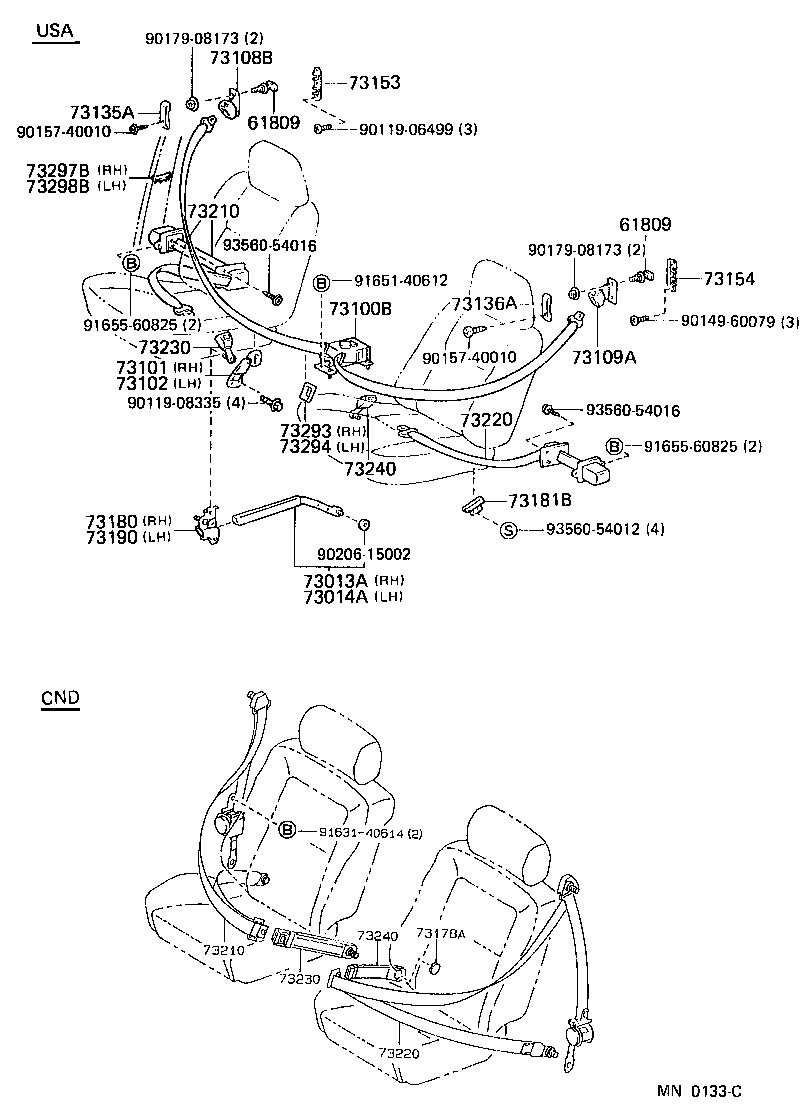 Toyota 73230-12410-03 BELT ASSY, FRONT SEAT INNER, RH