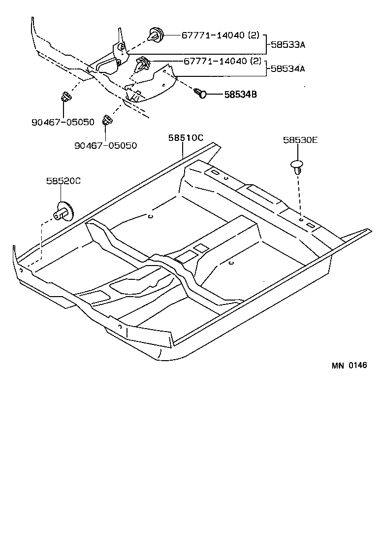 58574-12010-06 PLATE, REAR FLOOR MAT SUPPORT, REAR product image