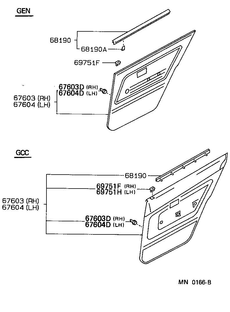 67408-13030 BAR SUB-ASSY, REAR DOOR WINDOW DIVISION, LH product image
