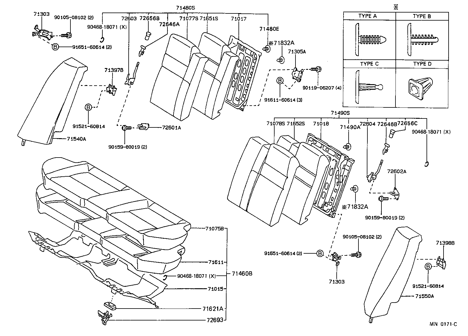 71017-12320 FRAME SUB-ASSY, REAR SEAT BACK, RH product image